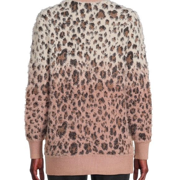 TIME and TRU Womens Cardigan Size Medium 8-10 Eyelash Knit Salmon Black New - Picture 5 of 7